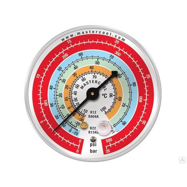 ИНСТРУМЕНТЫ MASTERCOOL Манометр диаметром 80 мм., Bar/° C, класс 1,6